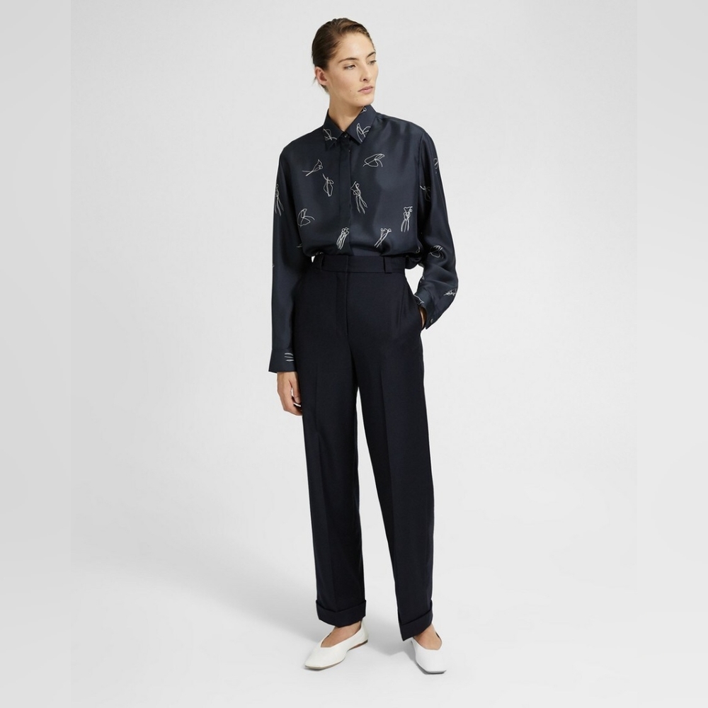 Theory Sleek Flannel Straight Cuff Pant